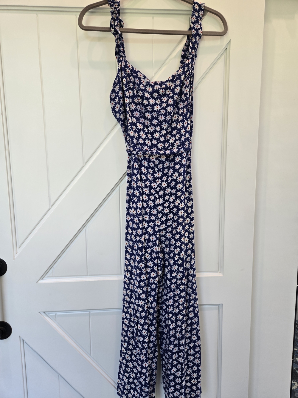 Lush Navy and White Daisy-Print Jumpsuit
